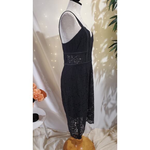 Express Lace Sheer Waist Cutout Bodycon Dress Size 10 Whimsigoth Coquette Black - Picture 4 of 13